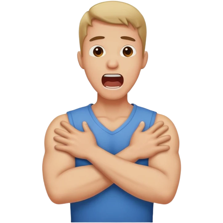 crossed arms holding neck screaming guy emoji