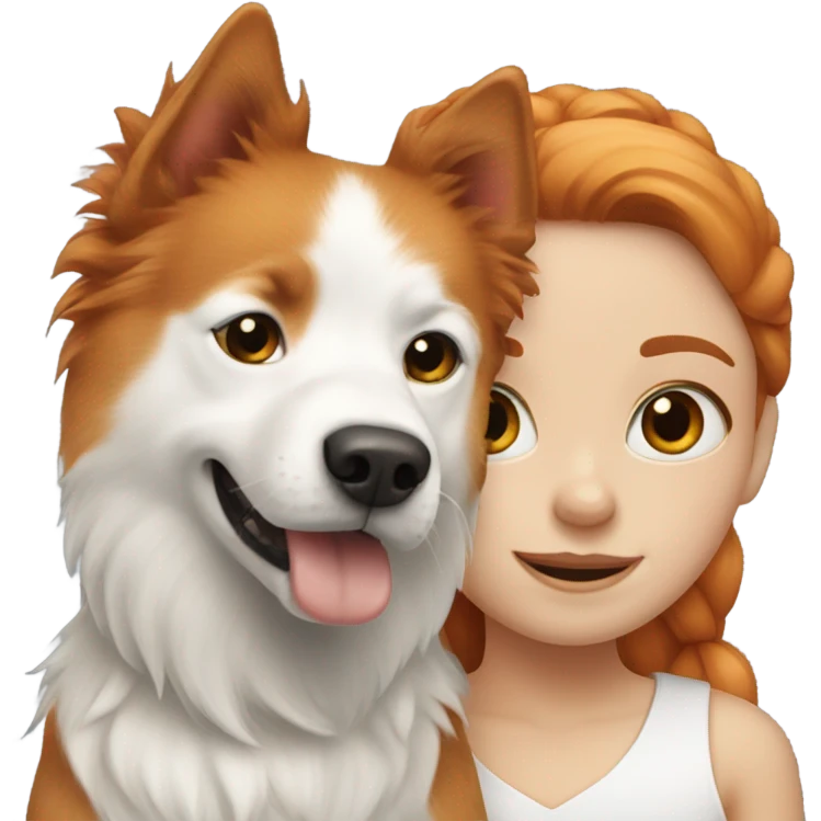 Ginger girl with black and white spitz emoji