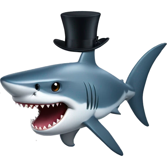 Shark with a top hat emoji