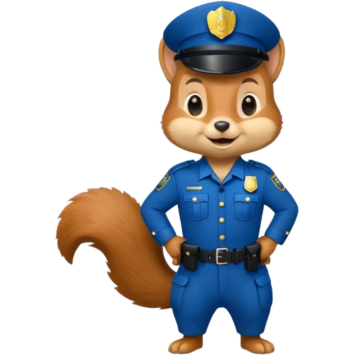 full body squirrel police officer emoji, blue uniform, standing emoji