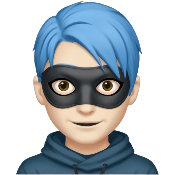 blue haired criminal with robber mask and smirk emoji
