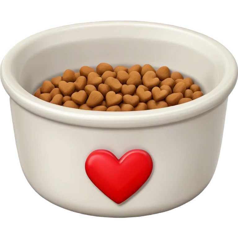 pet food bowl with a heart on the bowl, make the food in the bowl white  emoji