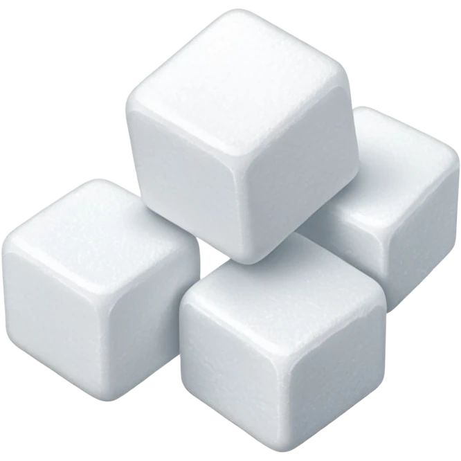 sugar cubes, simple, white, three cubes, scattered emoji