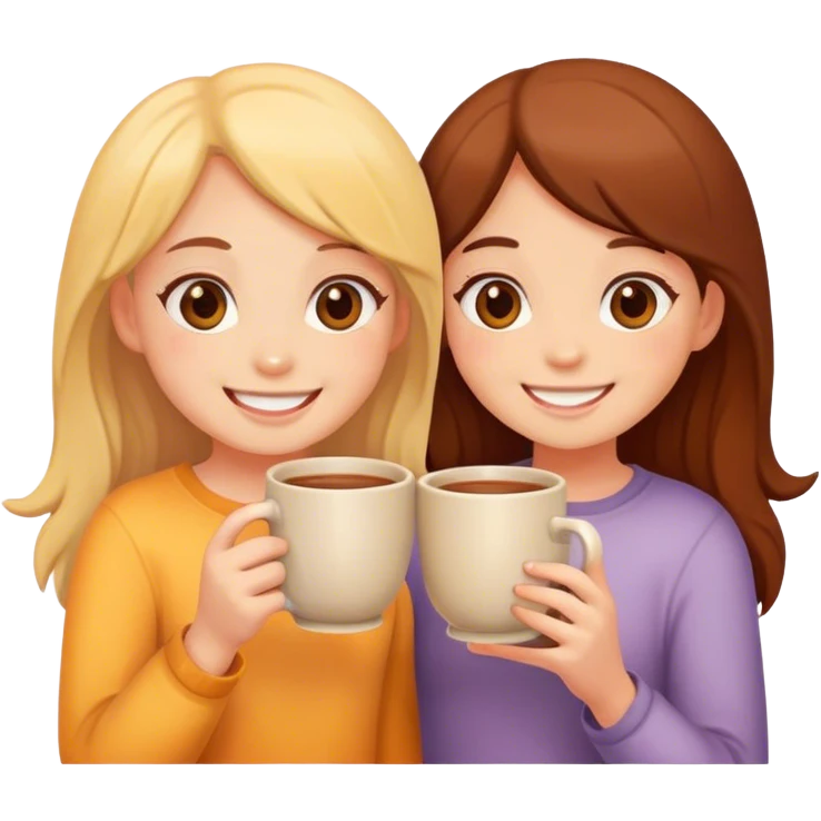 two girls holding one cup emoji