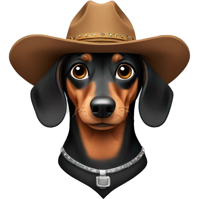 A dachshund in a cowboy hat emoji