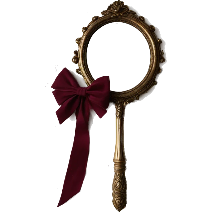 Vintage mivintage mirror with handle and burgundy bow emoji
