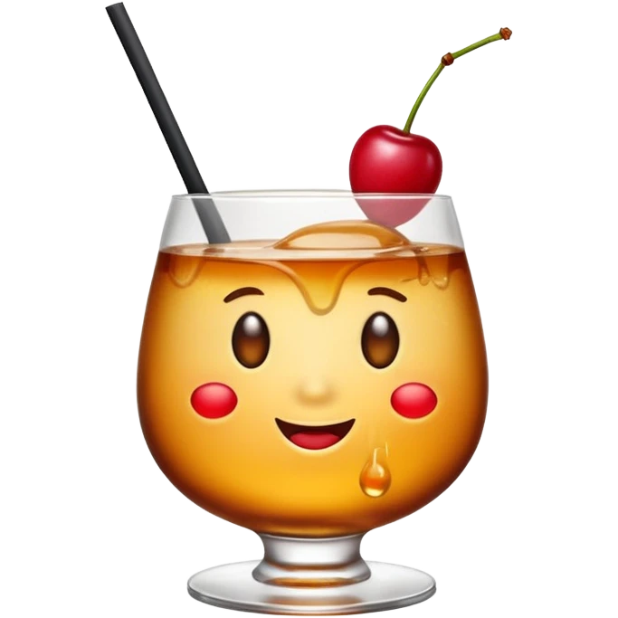 Emoji with an amaretto sour cocktail in whiskey glass emoji