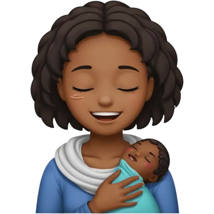 Black girl smiling eyes closed while choking herself  emoji