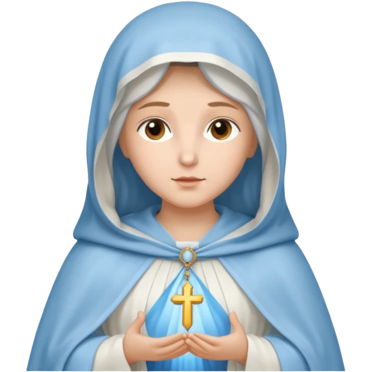 virgen maria catolica con vestido blanco y manto azul celeste de tes clara emoji