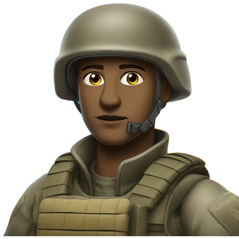 super realistic soldier with Ukrainian flag emoji