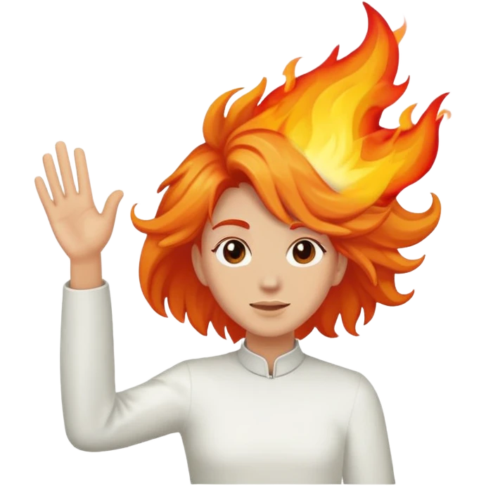 side face with flame for hair sticking up and waving out  emoji