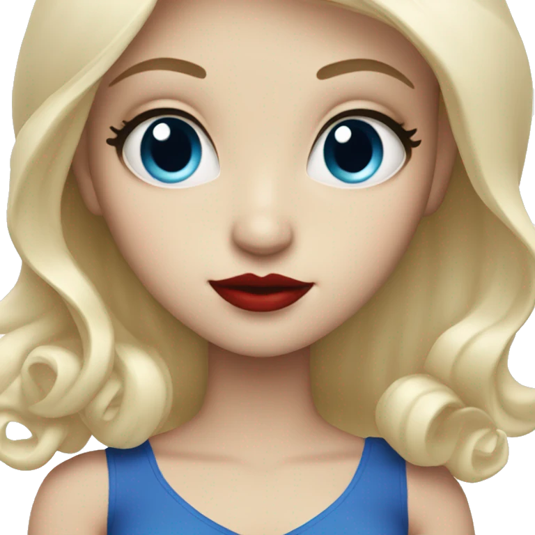 White blonde girl with blue eyes and red lipstick  emoji