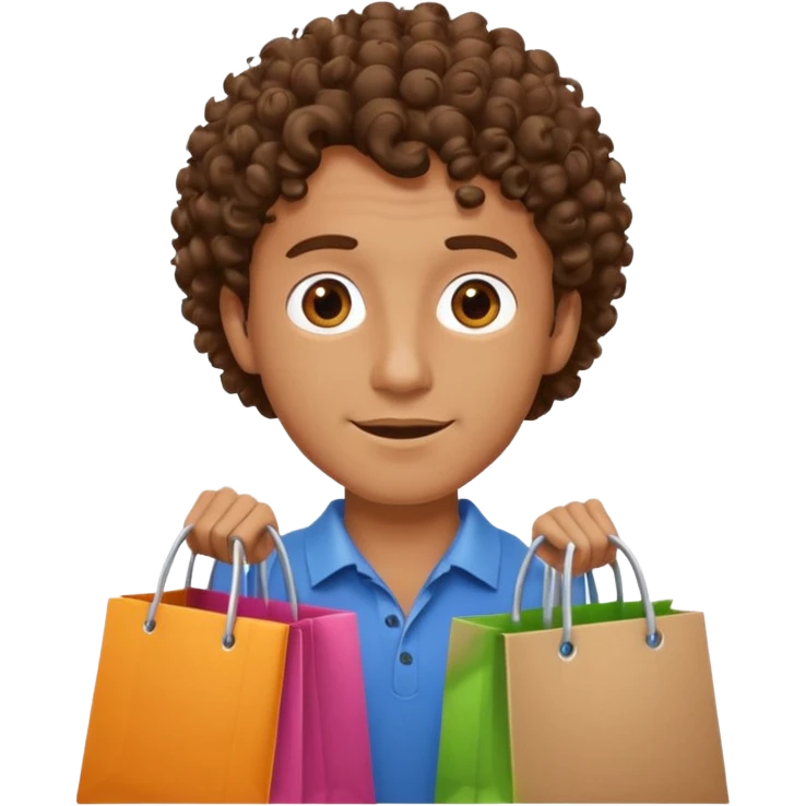 man with curly hair shopping emoji