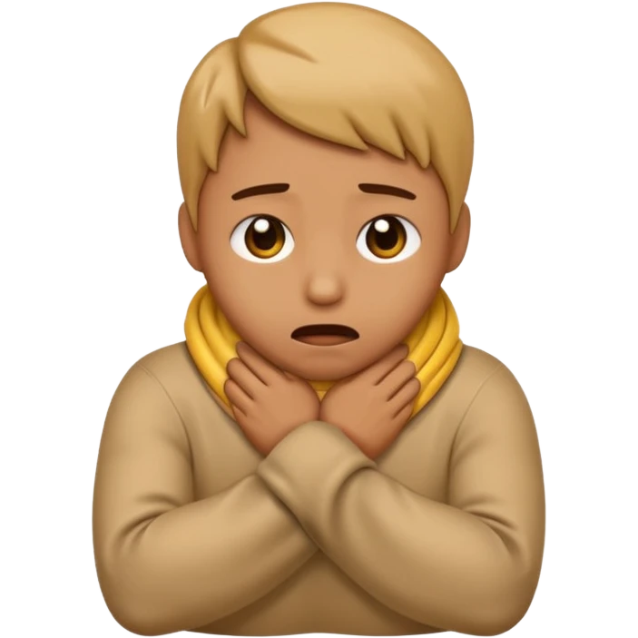An emoji with their hand wrapped around their neck and squeezing they looked stressed emoji