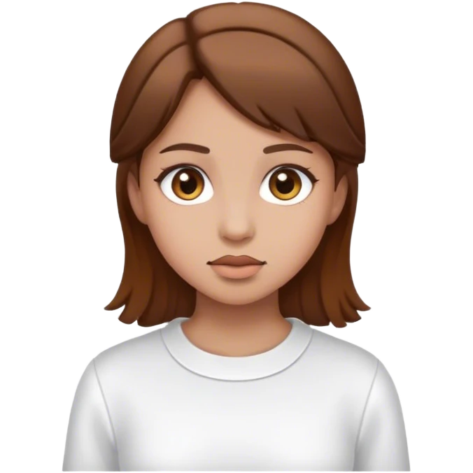 girl with brown hair and eyes, with white clothes  emoji