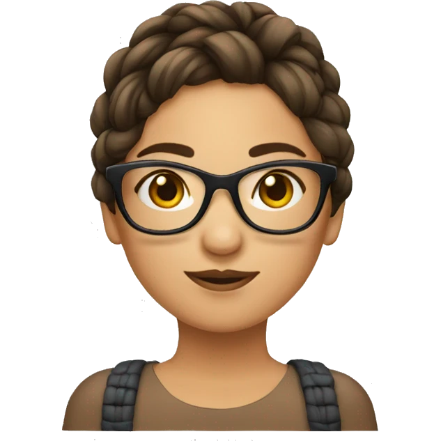 Une fille brune avec une tresse et des lunettes emoji