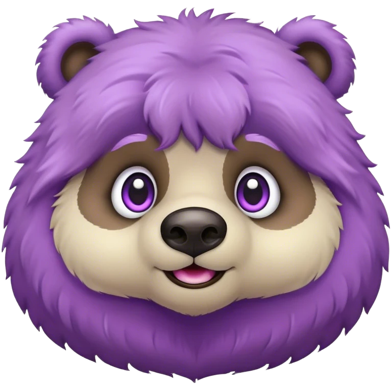 Fluffy round and friendly bear with soft purple fur and big expressive eyes emoji
