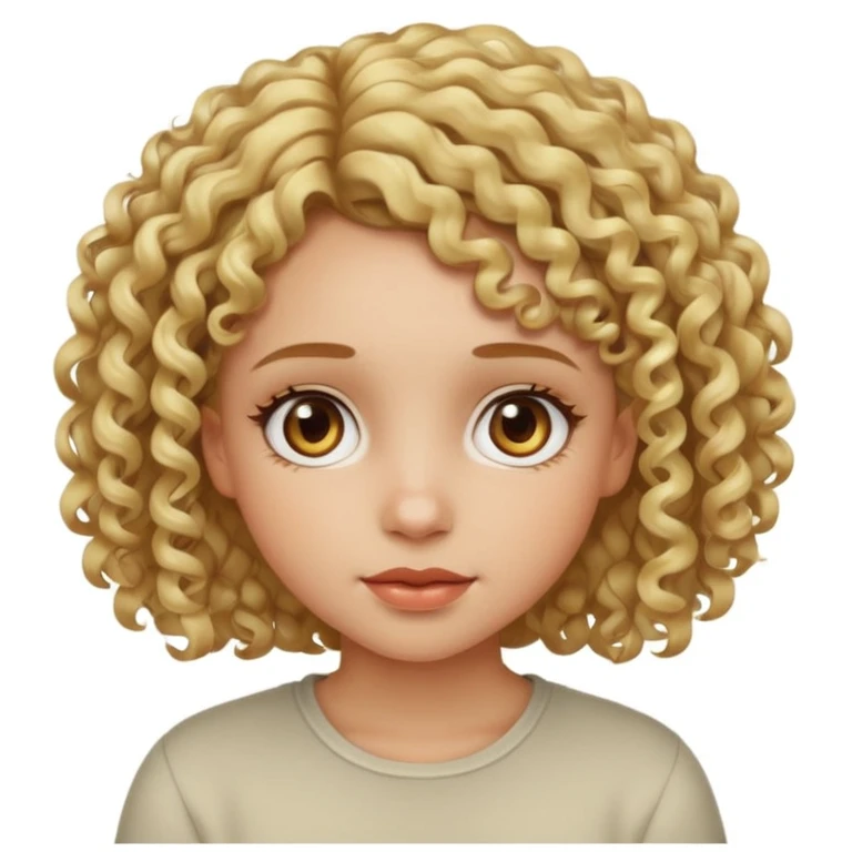 Light skinned girl with curly short blond hair and hazel eyes emoji