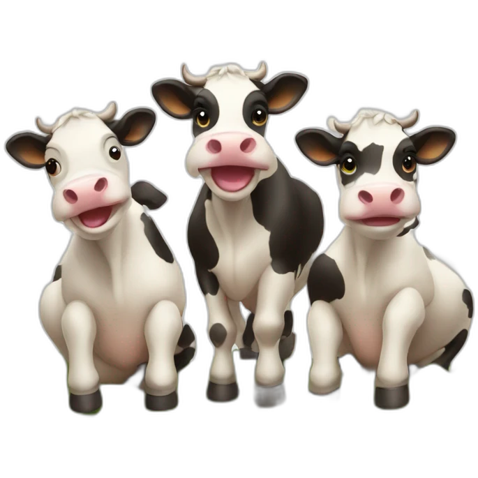 Three cute cows drinking wine emoji