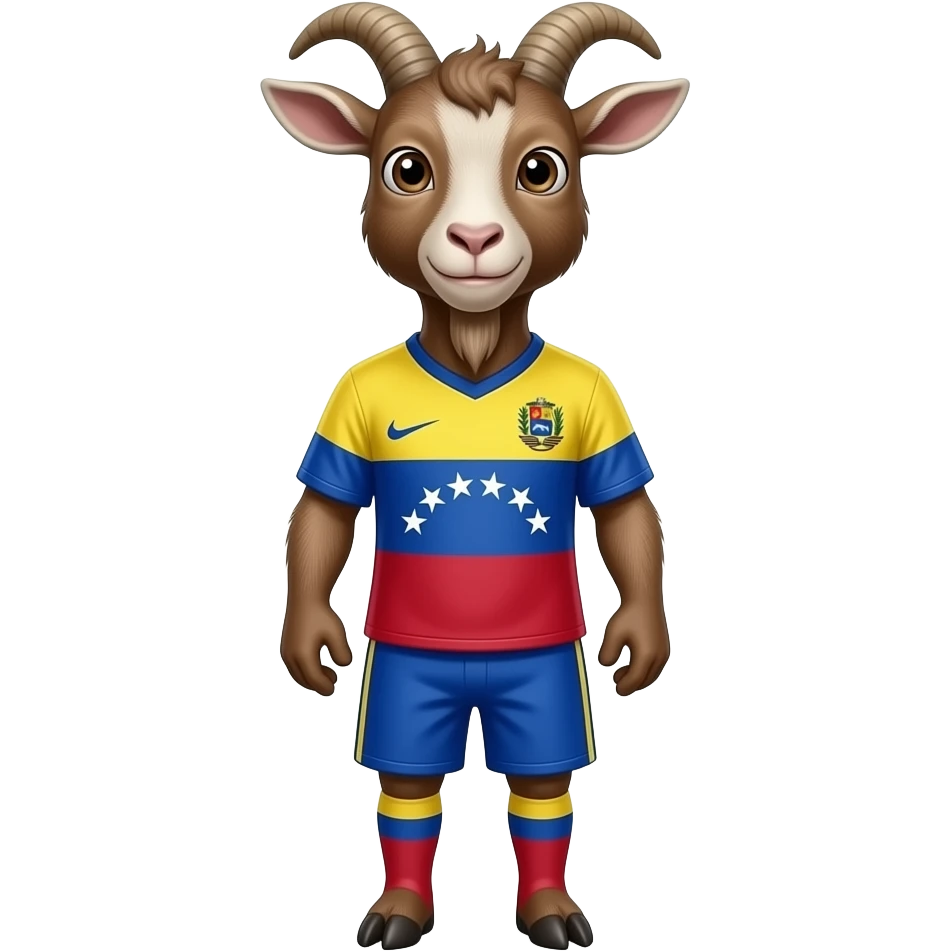 Una cabra con la camisa de futbol de la vinotinto (venezuela) emoji