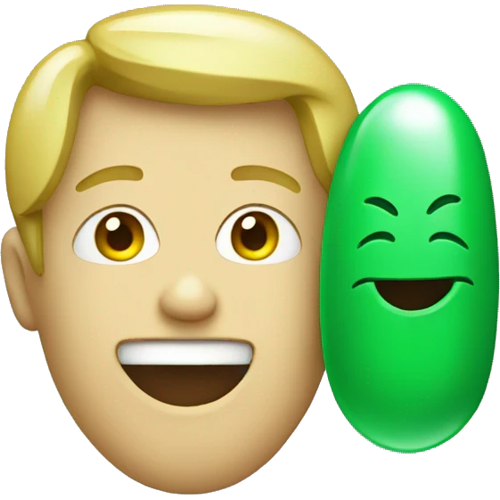 green pill with a smile
 emoji
