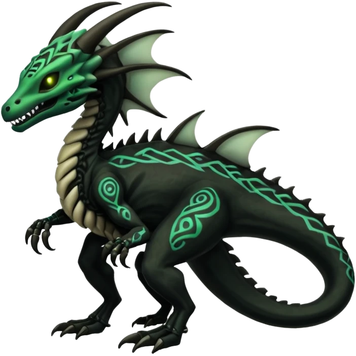  Venom-Fionbri-Vernid-Marowak-Salandit-Xenomorph-hybrid-fantasy-creature (full body) with tribal markings and glowing patterns and scales emoji