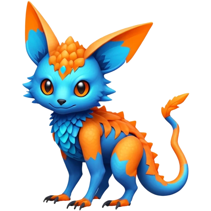 futuristic lush warm-colored neon-colored Fakémon-Trico-creature (full body) emoji