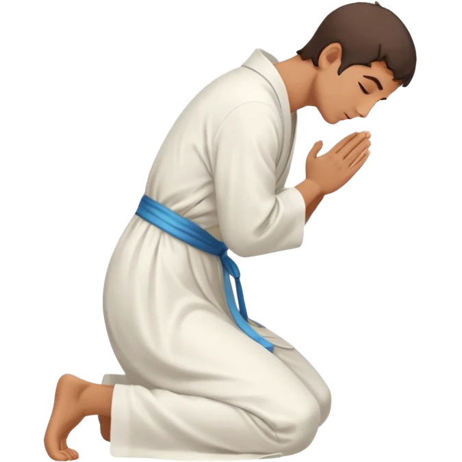 side view of a man kneeling and bowing, gesture of respect emoji