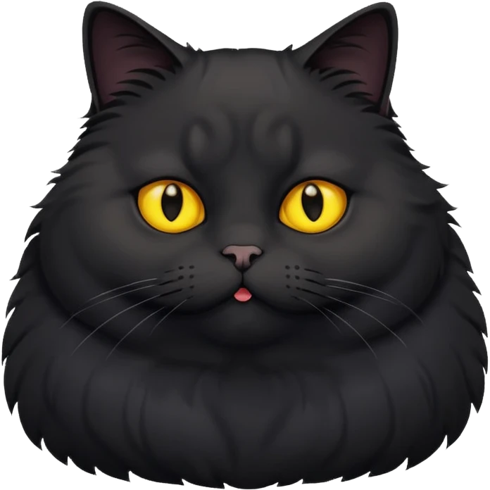 A fat cat black with yellow eyes emoji