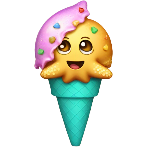Golden starfish while eating ice cream emoji