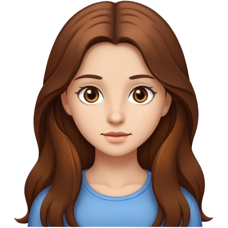 Girl with browne Long hait and browne eyes emoji