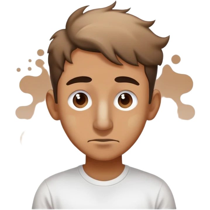 make me a charachter with big nose and a tchirt with brown and white gradient turblent noise emoji