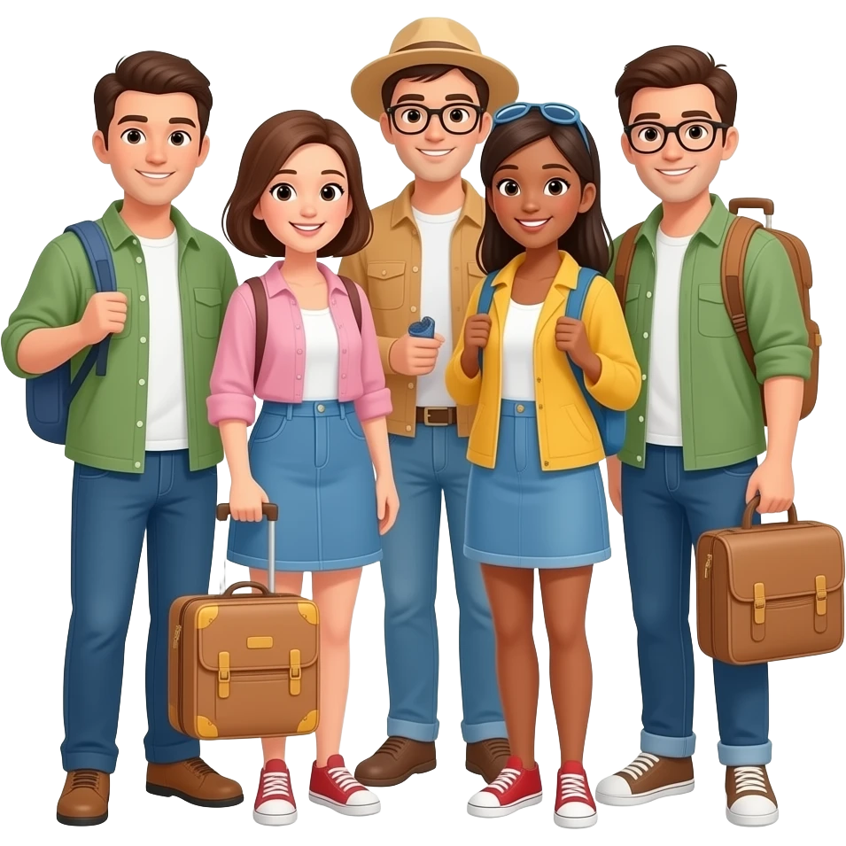 Emoji like real people a group of friends they are going travel emoji