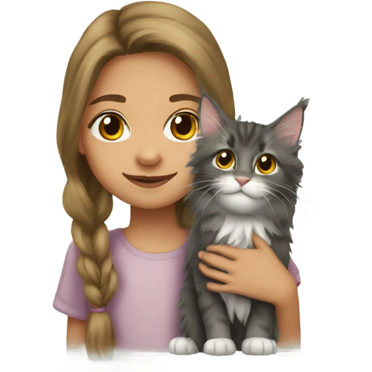 Granddaughter with Maine coon emoji