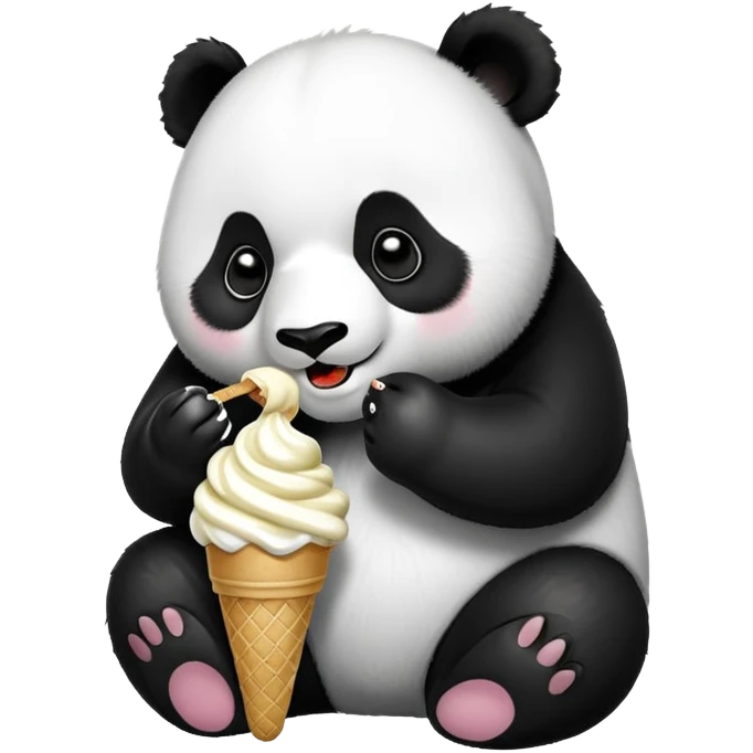 Panda eating ice cream emoji