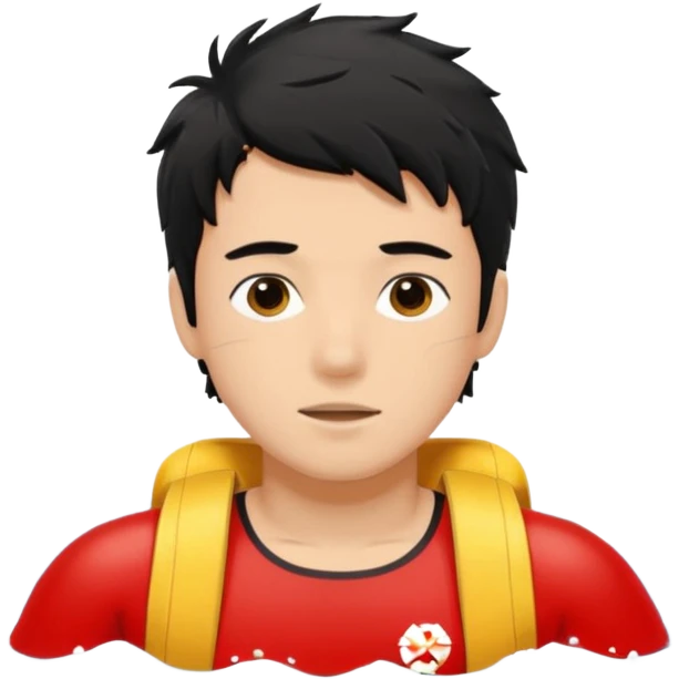 Lifeguard Teenager with Black messy hair swimming to rescue someone emoji