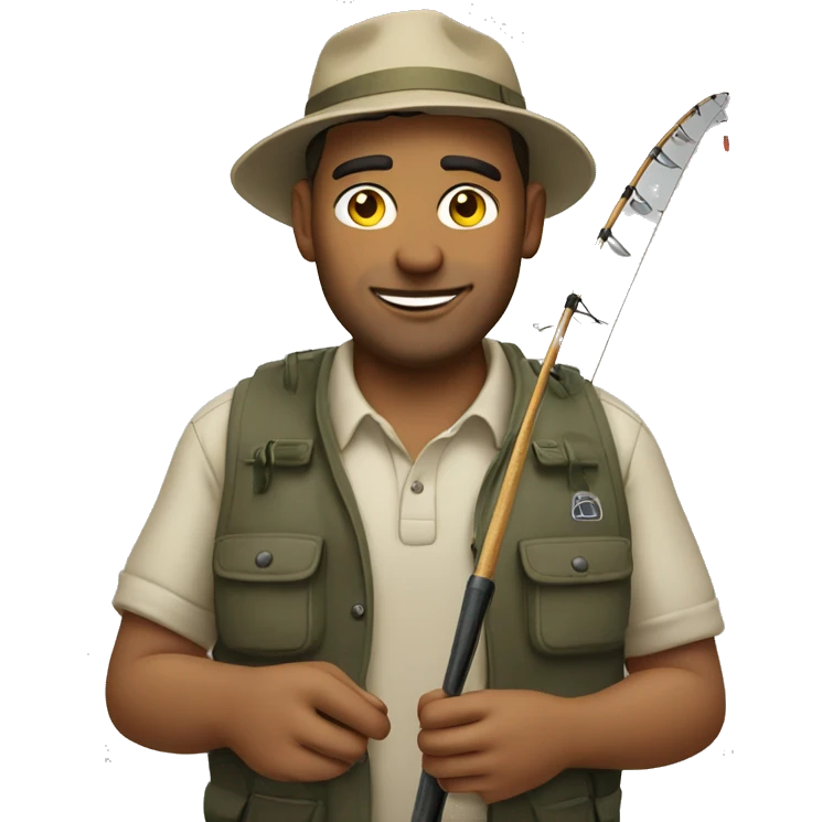 Handsome man fishing  emoji