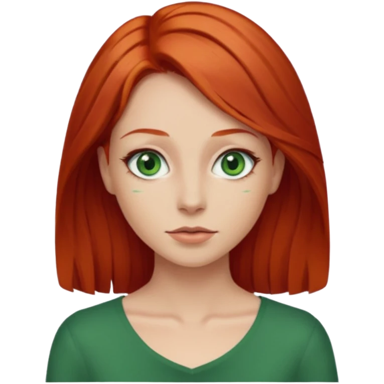 je veux un emoji femme rousse les yeux verts et les cheveux plus longs qu'au épuales emoji