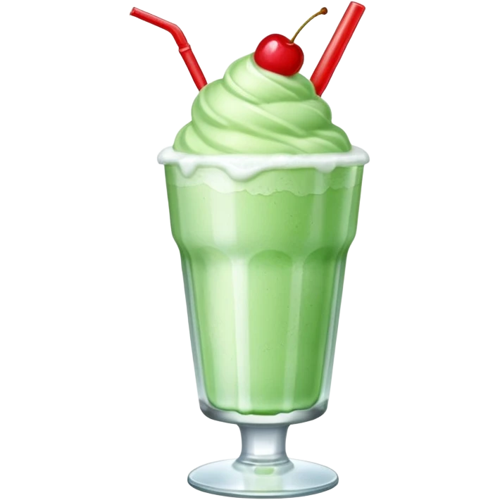 ice cream light green soda on a glass with ice cherry on top emoji