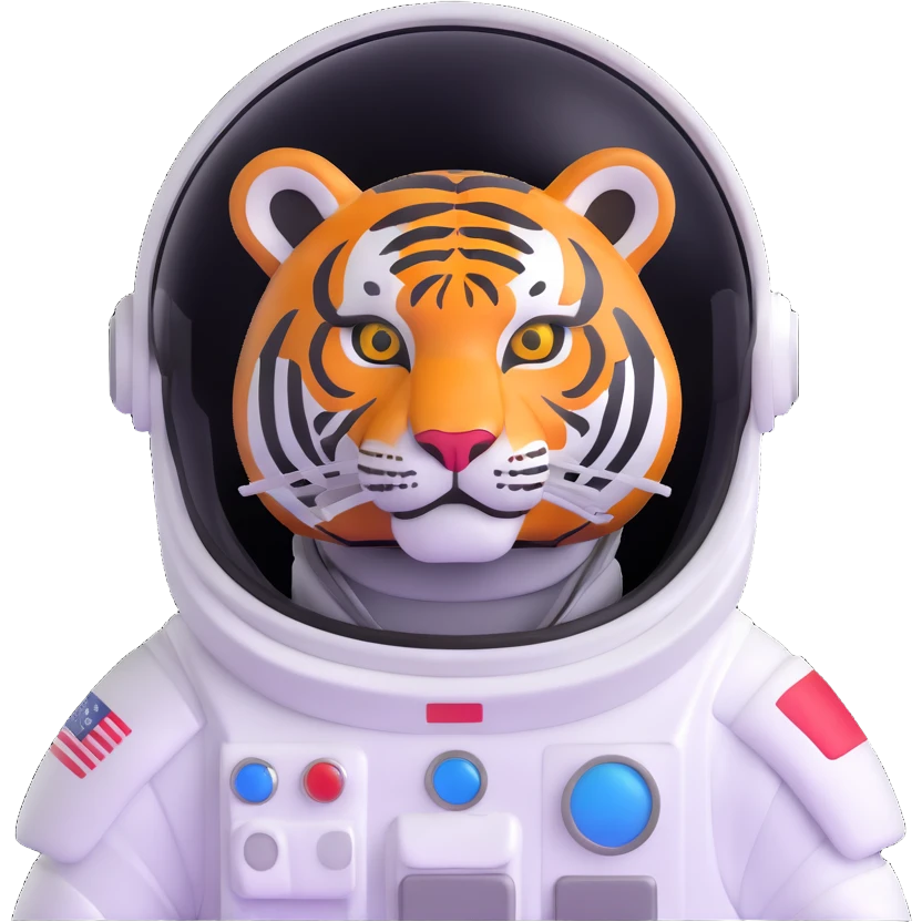 tiger astronaut with helmet emoji
