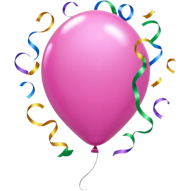 a pink balloon, confetti emoji