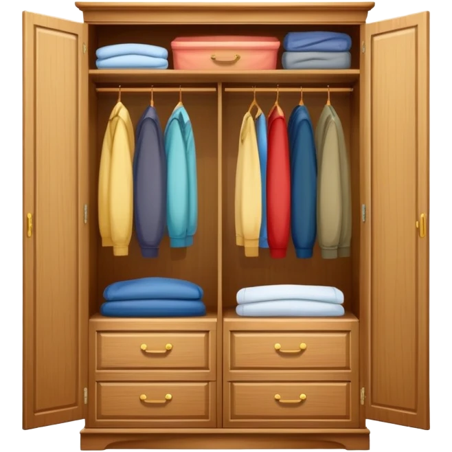 wooden wardrobe closet with clothes emoji
