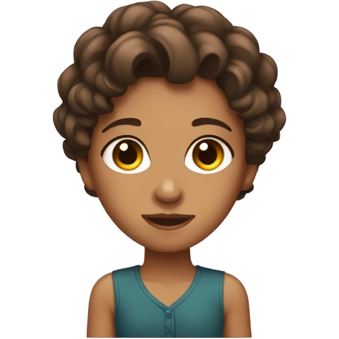 A tanned girl with brown eyes, short brown wavy hair emoji