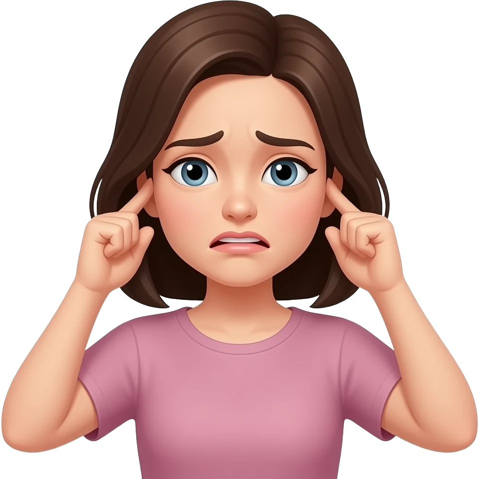 overstimulated women holding ears emoji