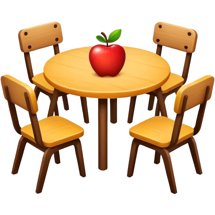 a table with four chairs, playful and friendly, apple iOS emoji style emoji