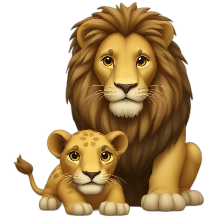 lion avec une tortue emoji