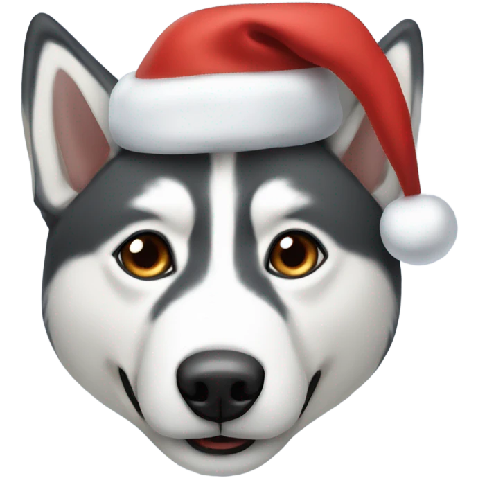 Husky with a Santa hat emoji