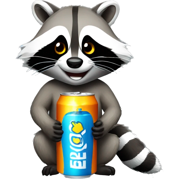 raccoon drinking energy drink emoji