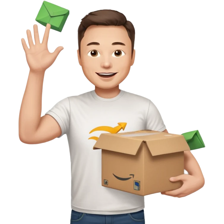 elon musk throwing amazon box in the air emoji