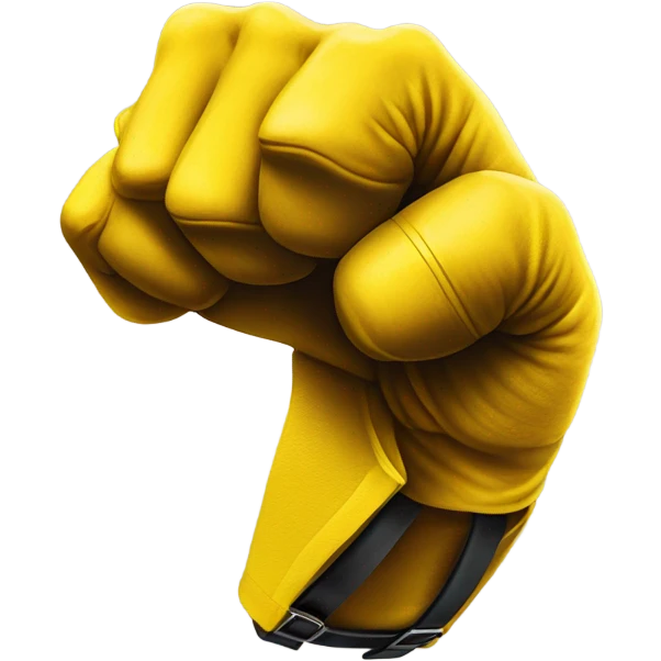Belt dangling from yellow fist emoji